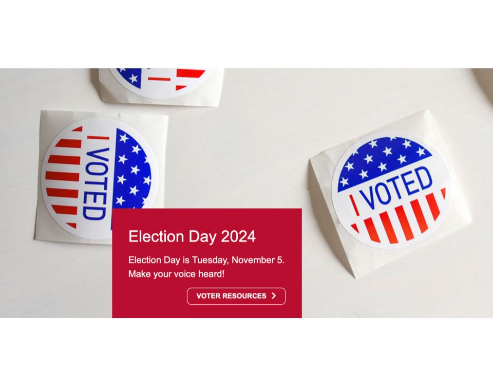 American River College Homepage posts voter resources and encourages constituents to vote (Screenshot courtesy of ARC website)