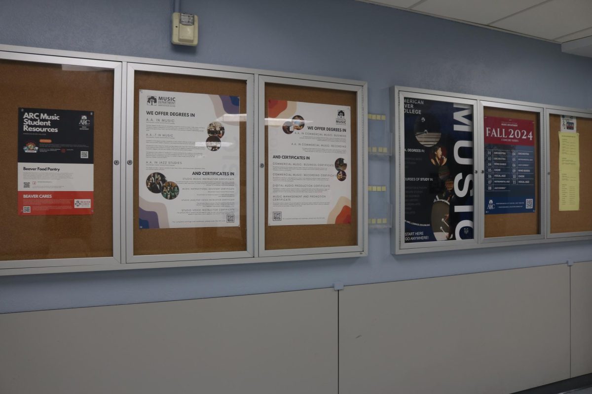  A bulletin board in the music building shows events and opportunities offered by the music department on September 26, 2024 (Photo by Khushi Salgia)