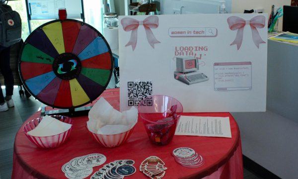 The Women in Tech club’s table at the Spooktacular event in the STEM Homebase on Oct. 29 (Photo by Abigail Harless) 